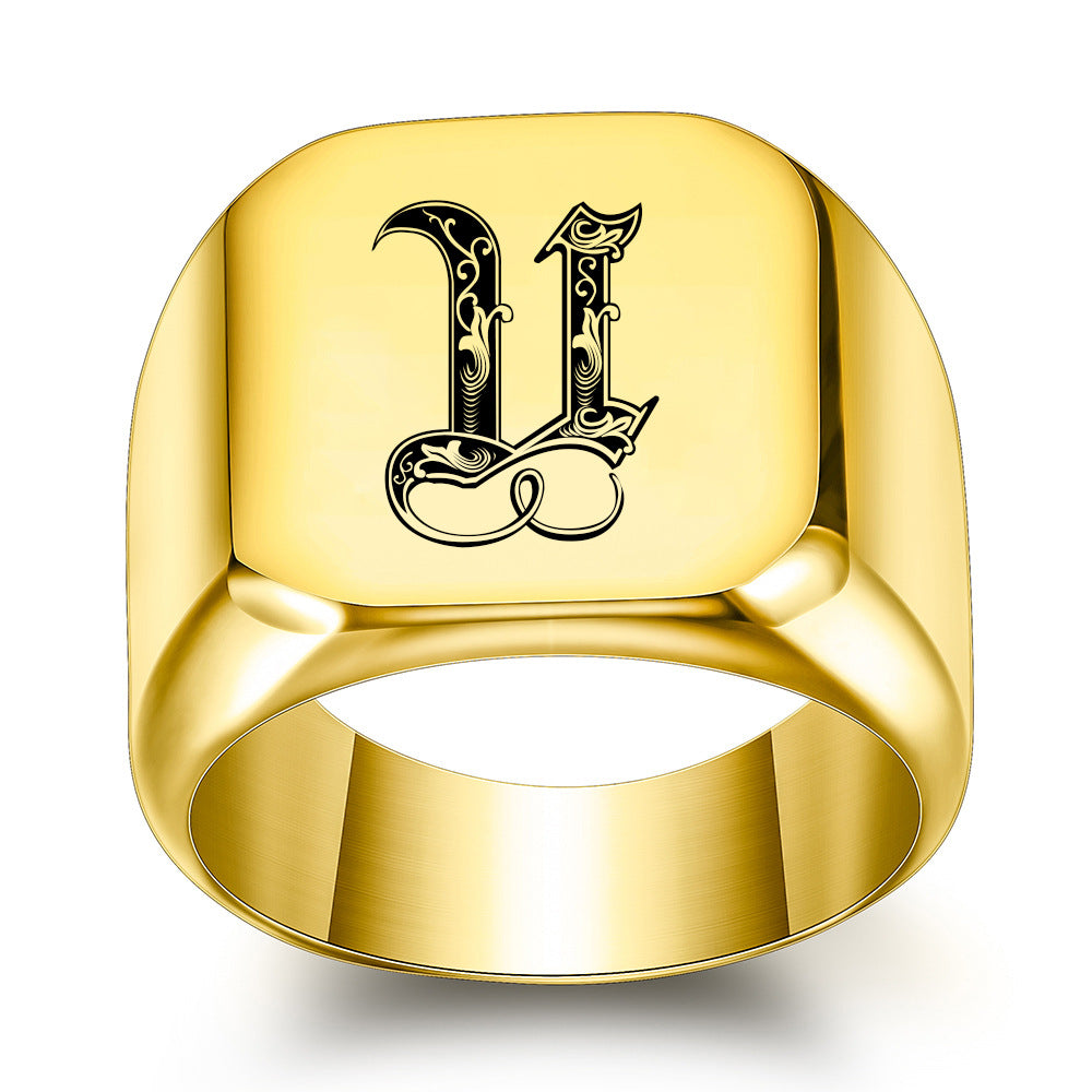 Klassieke Noble-ring met initiaal | Goud