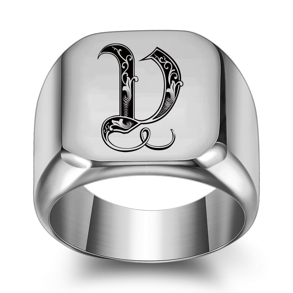 Klassieke Noble-ring met initiaal | Witgoud