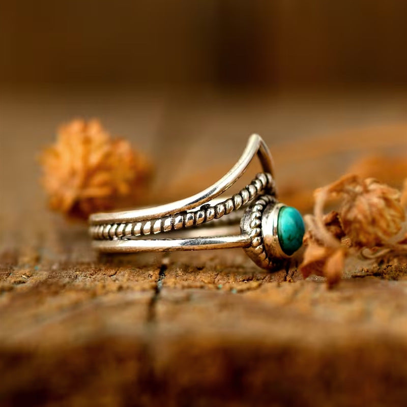 Velora kralenring met turkoois | Goud