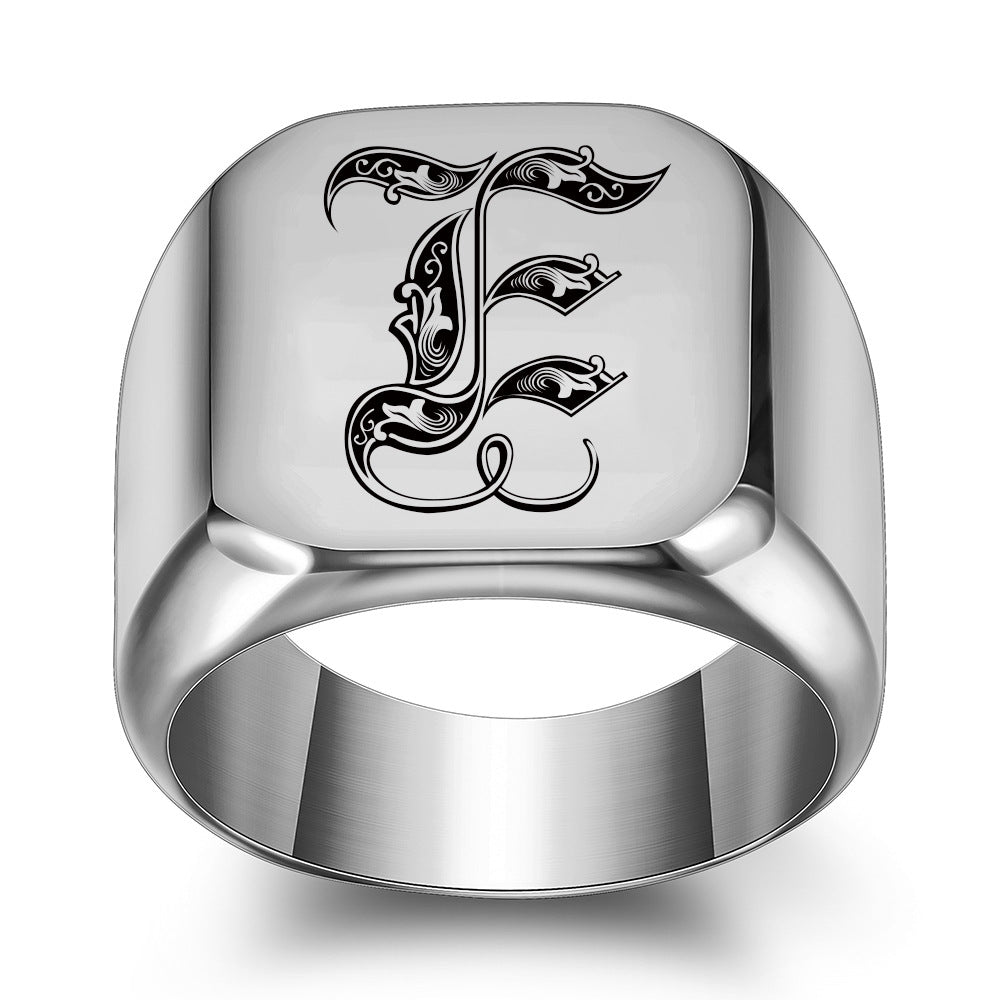 Klassieke Noble-ring met initiaal | Witgoud