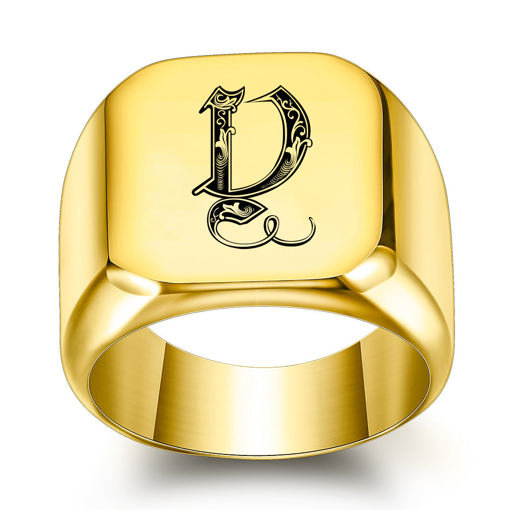 Klassieke Noble-ring met initiaal | Goud