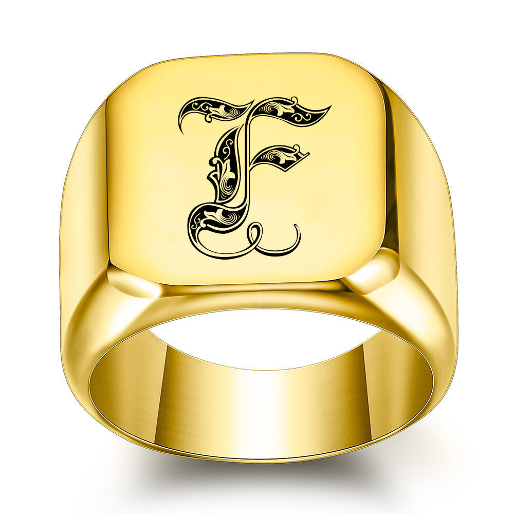Klassieke Noble-ring met initiaal | Goud