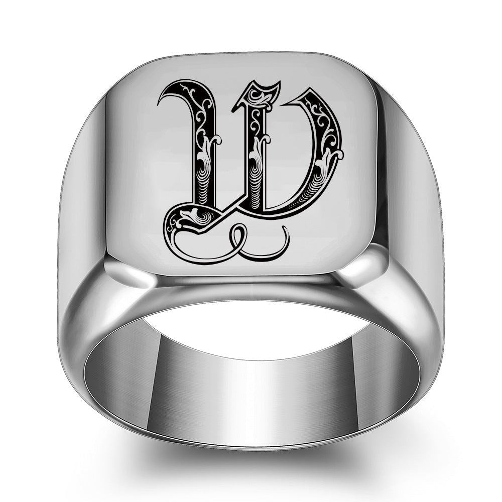 Klassieke Noble-ring met initiaal | Witgoud
