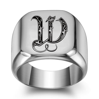 Klassieke Noble-ring met initiaal | Witgoud