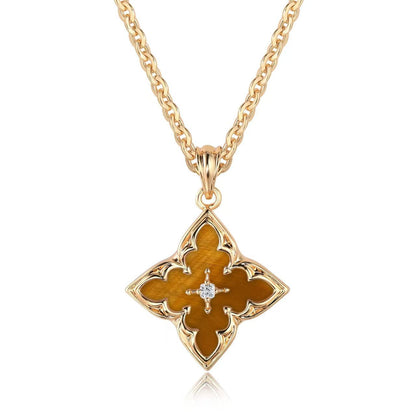 Ketting met witte klaverhanger | Goud