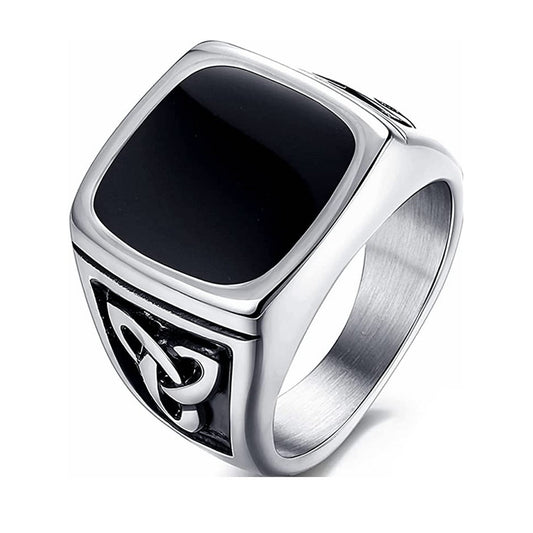 Zegelring met zwarte onyx | Witgoud