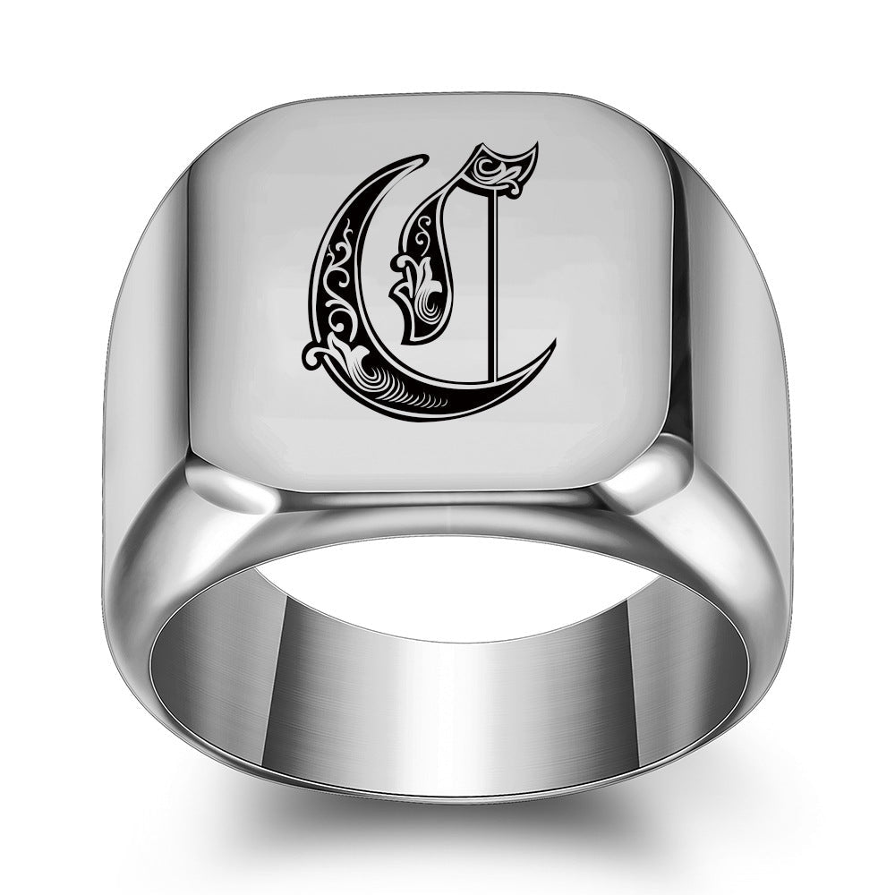 Klassieke Noble-ring met initiaal | Witgoud