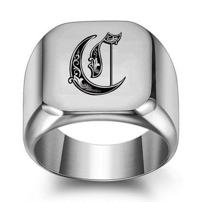 Klassieke Noble-ring met initiaal | Witgoud