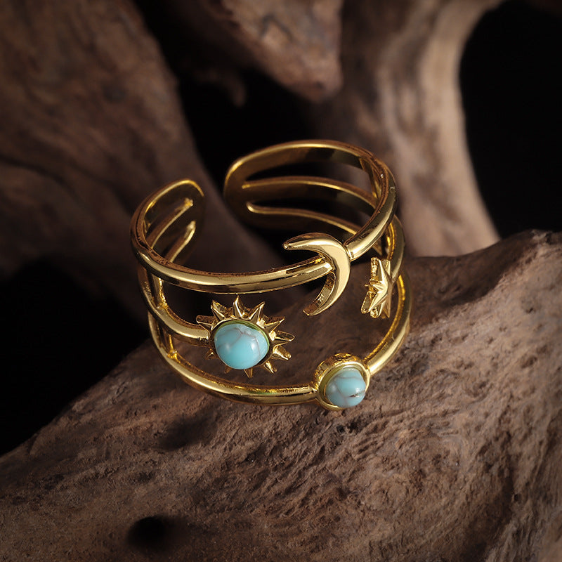 Soluna Orbit-ring met turkoois | Goud