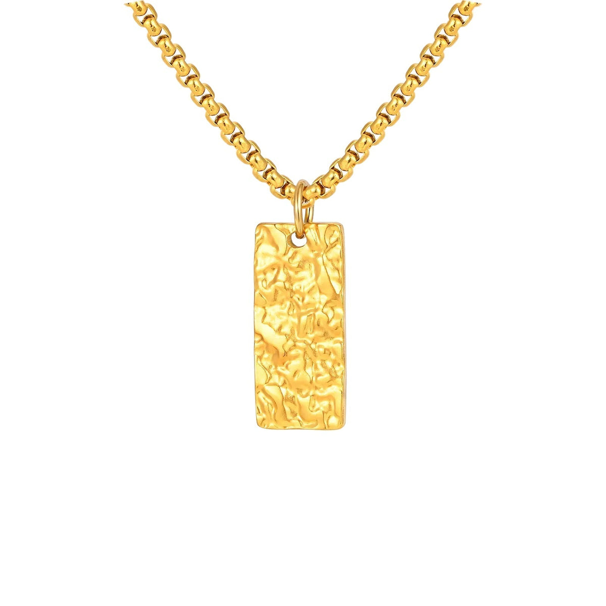 Ziven ketting met gehamerd staafje | Witgoud