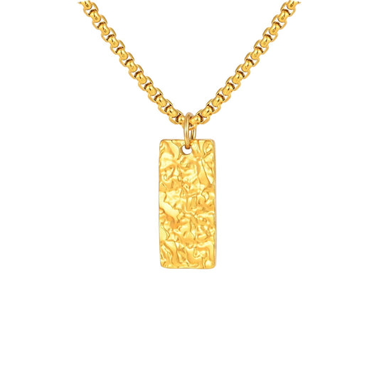 Ziven ketting met gehamerd staafje | Goud