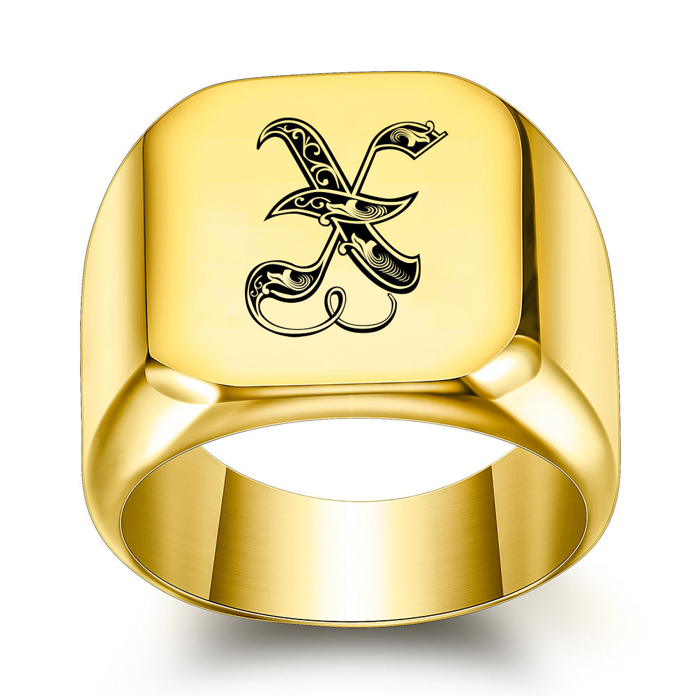 Klassieke Noble-ring met initiaal | Goud