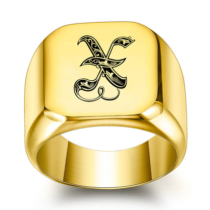 Klassieke Noble-ring met initiaal | Goud