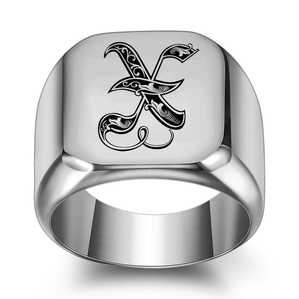 Klassieke Noble-ring met initiaal | Witgoud