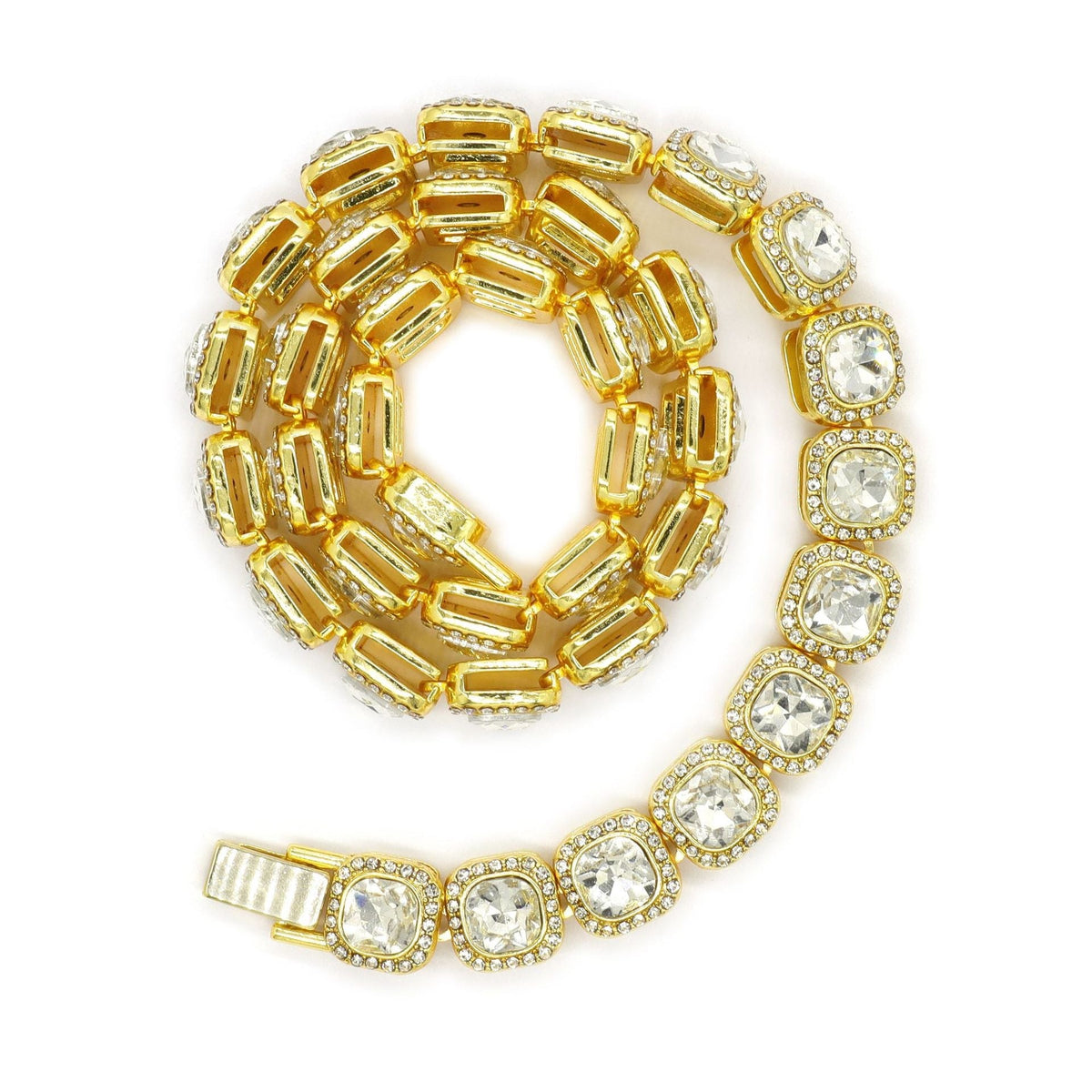 Victoria tennisketting met vierkante stenen | Goud