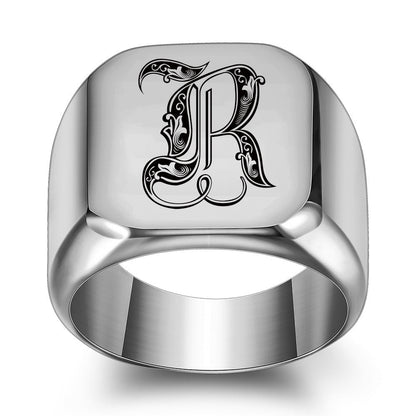 Klassieke Noble-ring met initiaal | Witgoud