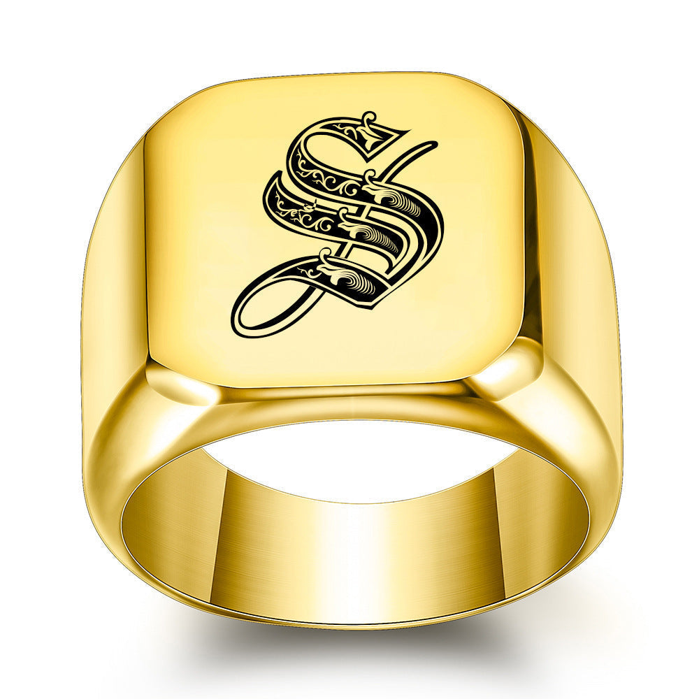 Klassieke Noble-ring met initiaal | Goud