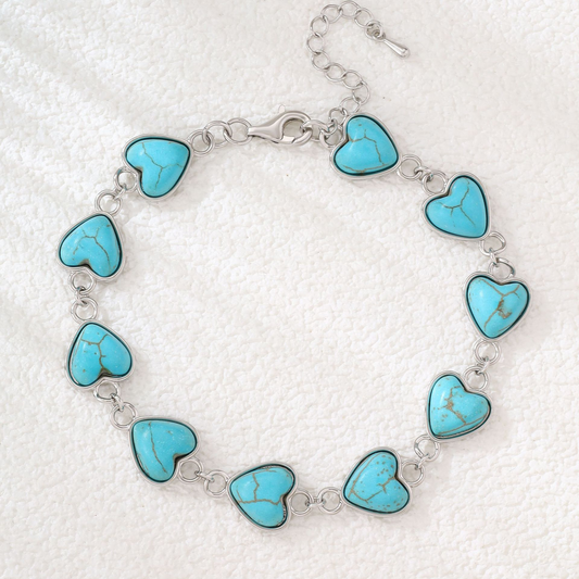 Opvallende zeeblauwe armband met hart | Witgoud