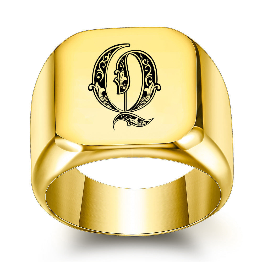 Klassieke Noble-ring met initiaal | Goud