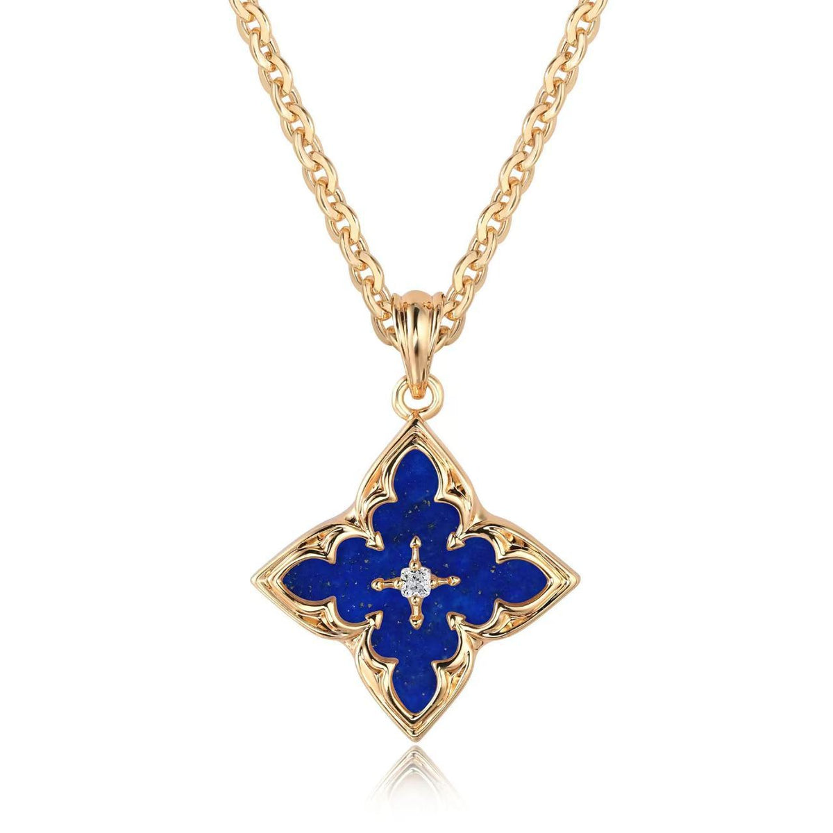 Ketting met bruine klaverhanger | Goud