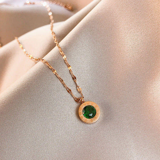 Smaragdgroene wijzerplaatketting | Goud