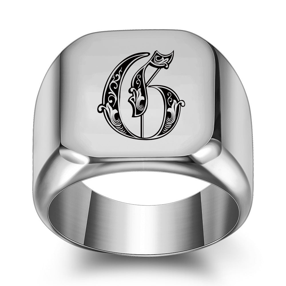 Klassieke Noble-ring met initiaal | Witgoud