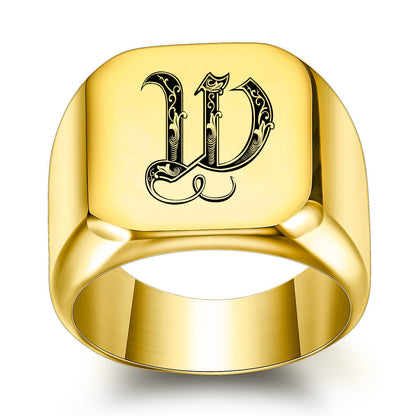 Klassieke Noble-ring met initiaal | Goud