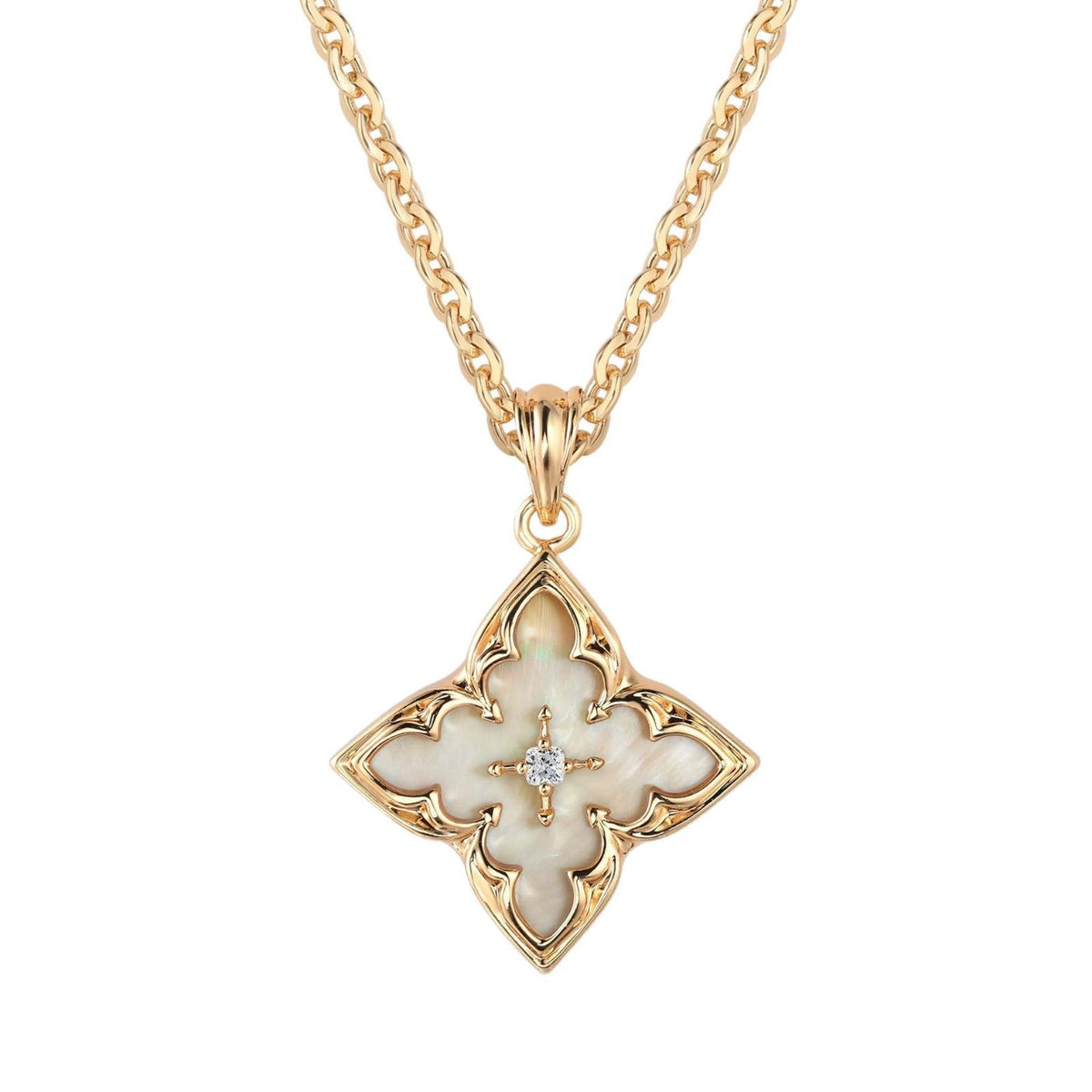 Ketting met bruine klaverhanger | Goud