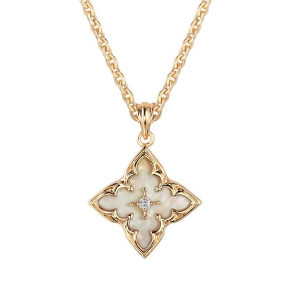Ketting met bruine klaverhanger | Goud