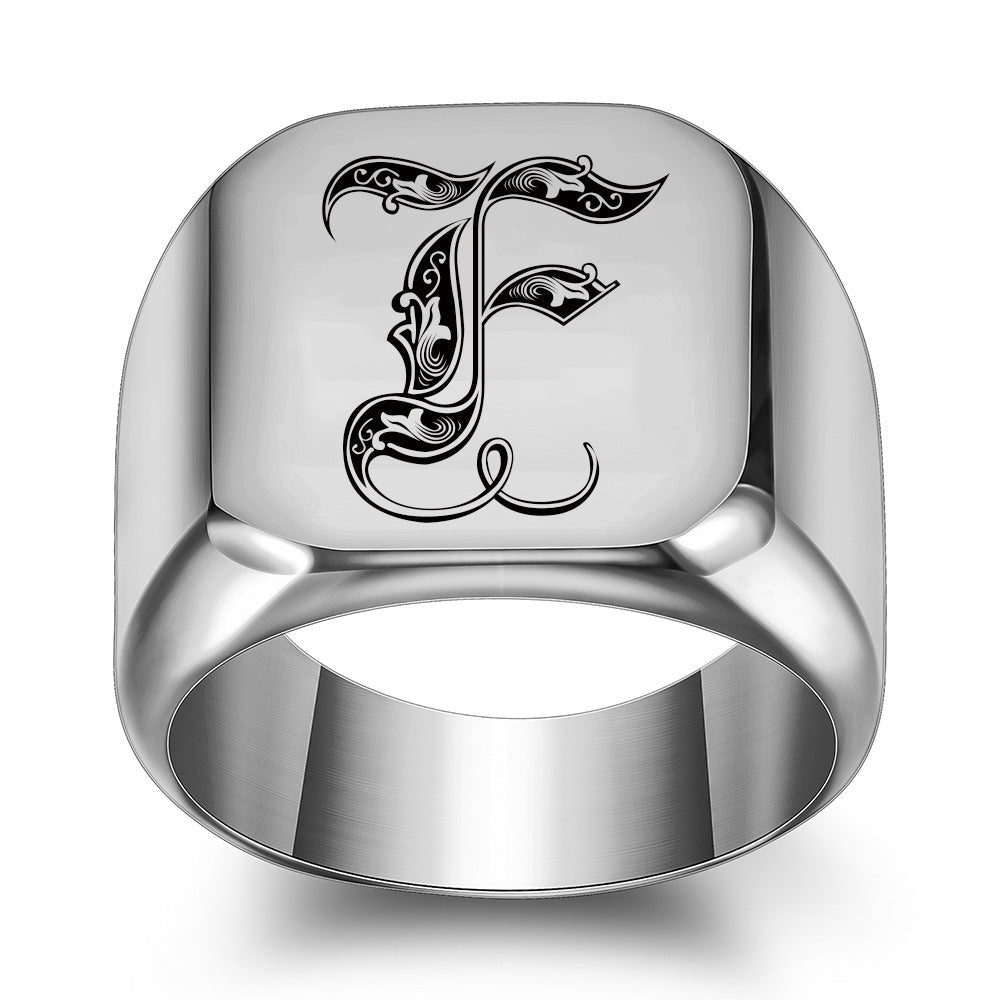 Klassieke Noble-ring met initiaal | Witgoud