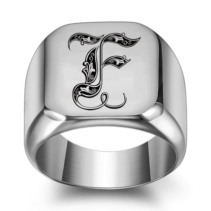 Klassieke Noble-ring met initiaal | Witgoud