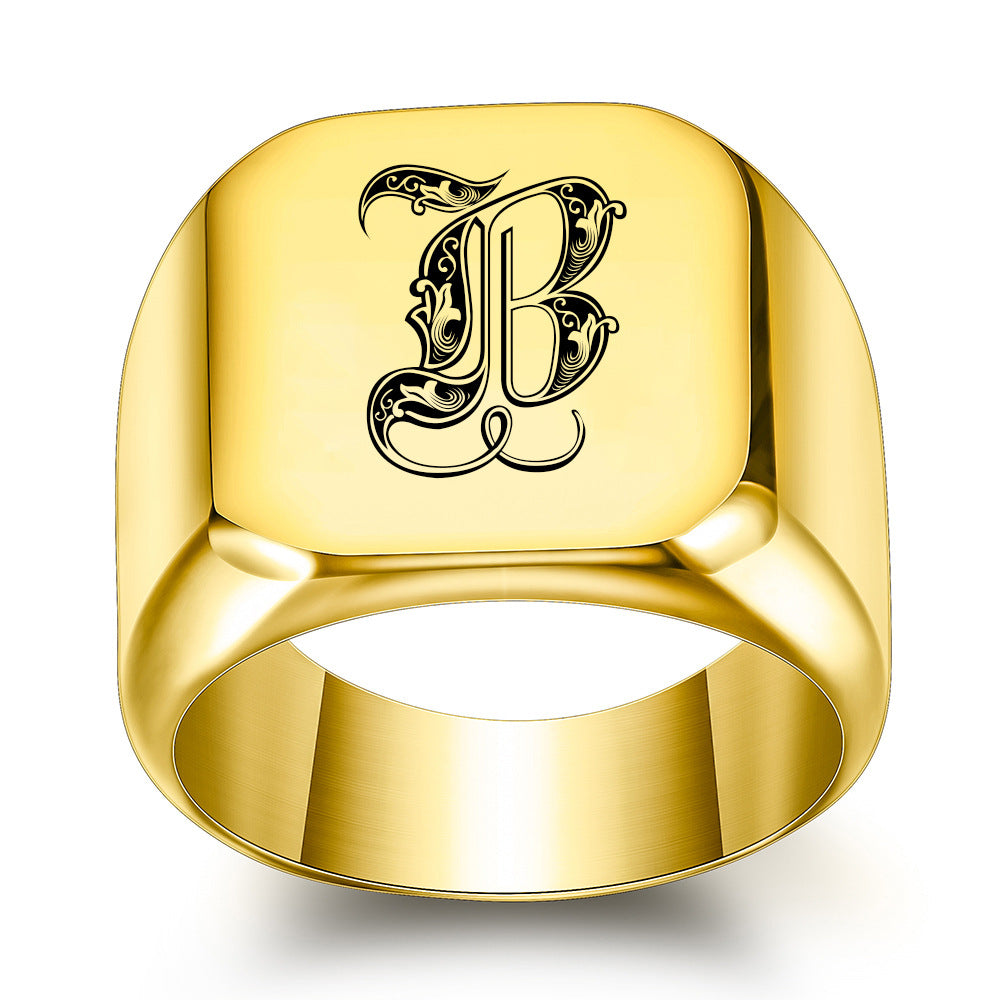 Klassieke Noble-ring met initiaal | Goud