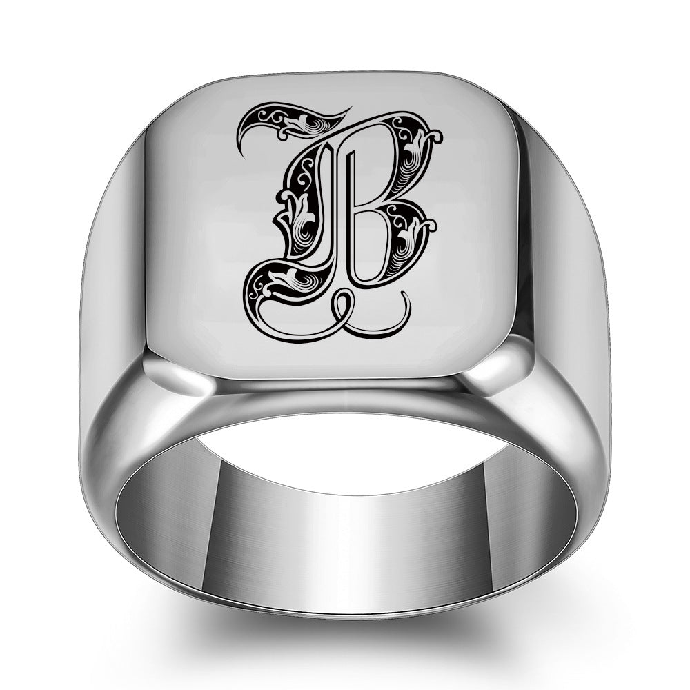 Klassieke Noble-ring met initiaal | Witgoud