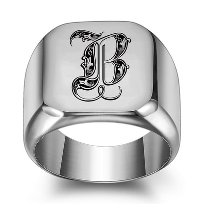 Klassieke Noble-ring met initiaal | Witgoud