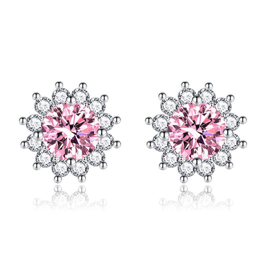 Sunlit Muse roze oorbellen | Witgoud