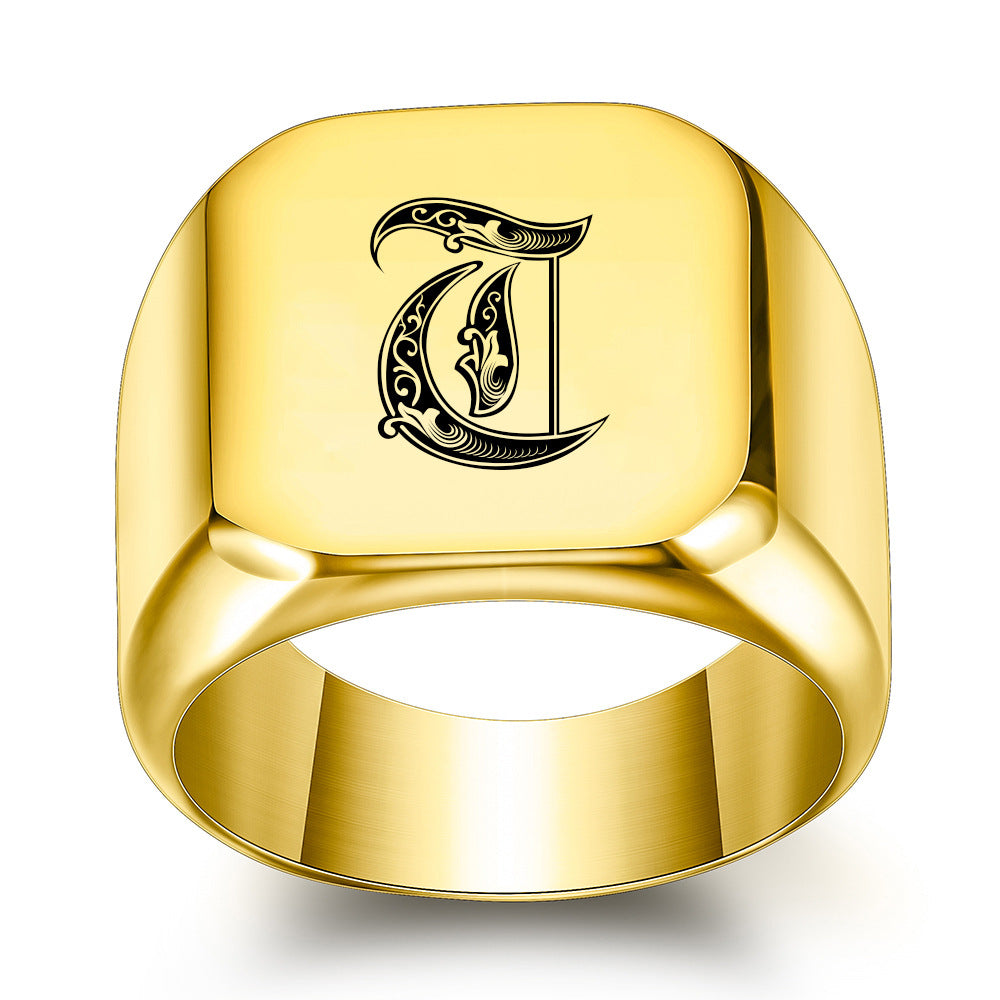 Klassieke Noble-ring met initiaal | Goud