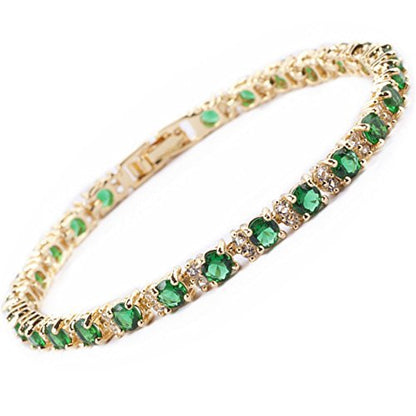 Drievoudige tennisarmband met smaragd | Goud