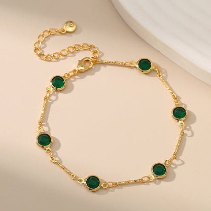 Schakelarmband met smaragd | Goud