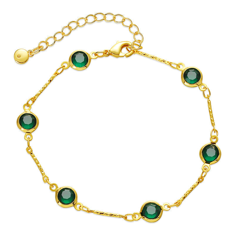 Schakelarmband met smaragd | Goud