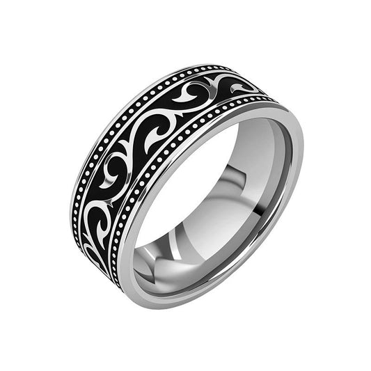 Noir bandring met patroon | Witgoud