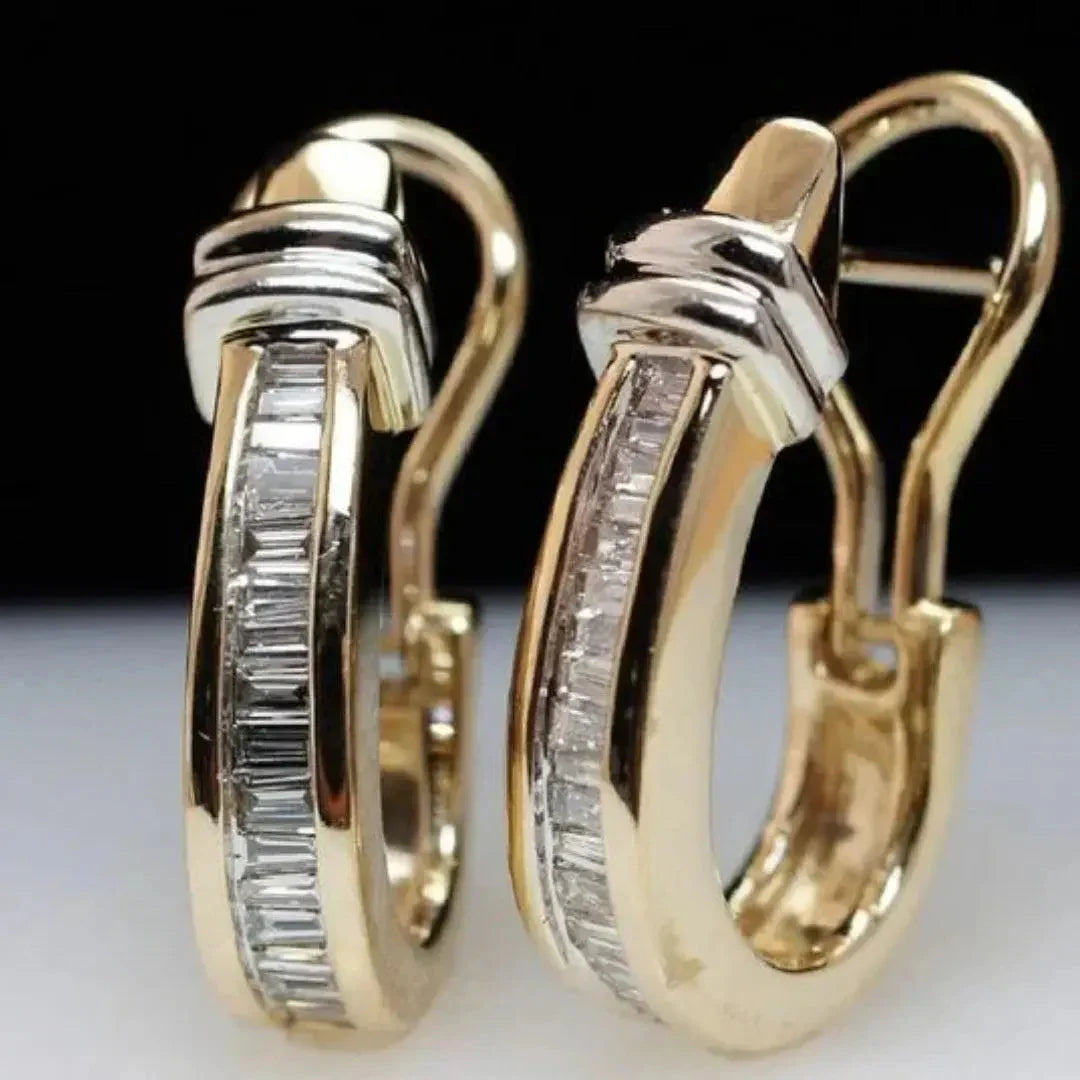 Vintage oorringen met kristallen | Goud