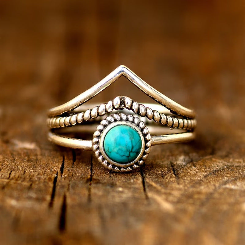 Velora kralenring met turkoois | Goud