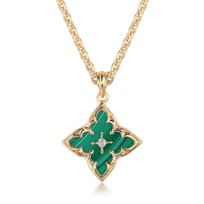 Ketting met witte klaverhanger | Goud