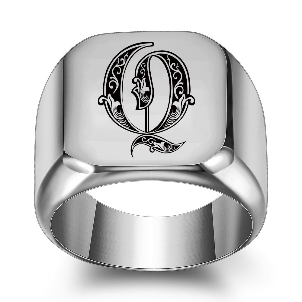 Klassieke Noble-ring met initiaal | Witgoud