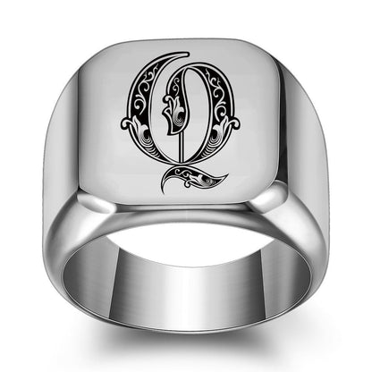 Klassieke Noble-ring met initiaal | Witgoud