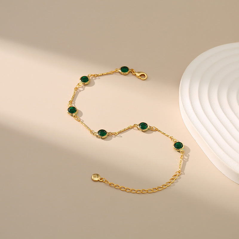 Schakelarmband met smaragd | Goud