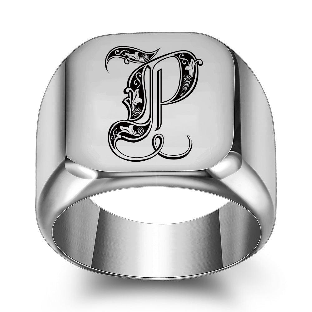 Klassieke Noble-ring met initiaal | Witgoud