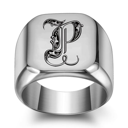 Klassieke Noble-ring met initiaal | Witgoud