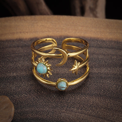 Soluna Orbit-ring met turkoois | Goud
