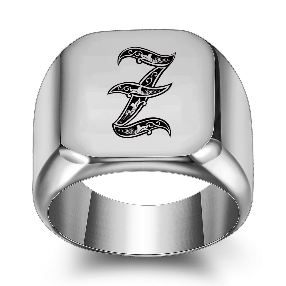 Klassieke Noble-ring met initiaal | Witgoud